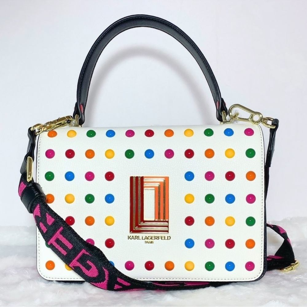 Karl Lagerfeld White Satchel with Multicolor Studs - Picture 16 of 16
